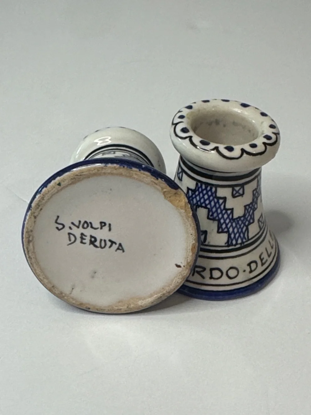 Italian Porcelain Mini Candlestick Holders Ricordo Della Porziuncola Assisi Pair